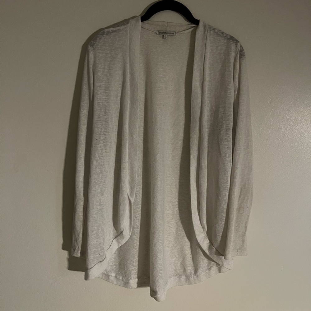 Charlotte Russe Marled White Open Cardigan | Size L